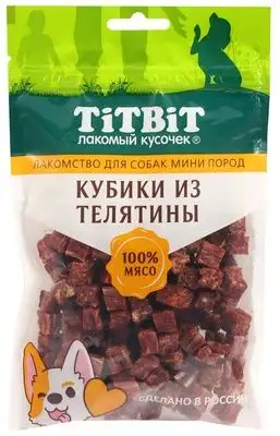 Купить titbit лакомство для собак мини пород Кубики из телятины