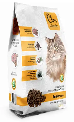 Clan Classic Senior-30/14 для пожилых кошек, курица/телятина 