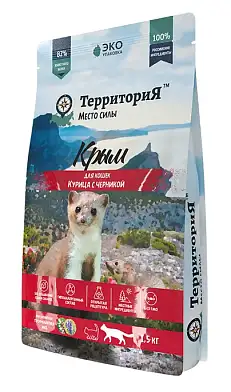 ТерриториЯ Крым сухой корм для взрослых кошек курица с черникой 