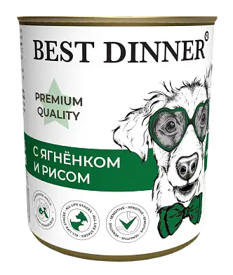 Best Dinner Premium Меню №5 консервы для собак и щенков с ягненком и рисом 