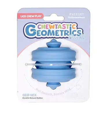 PetDreamHouse игрушка интерактивная для собак из натурального каучука Chewtastic Geometrics Geo-Hex голубая
