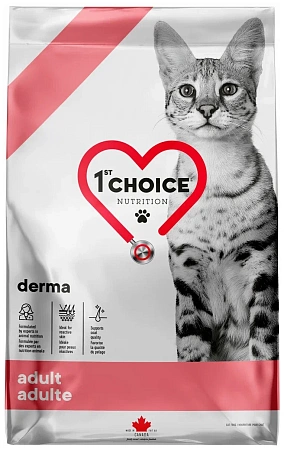 Купить 1st choice gf derma Сухой корм для взрослых кошек с гиперчувствительной кожей (с лососем)