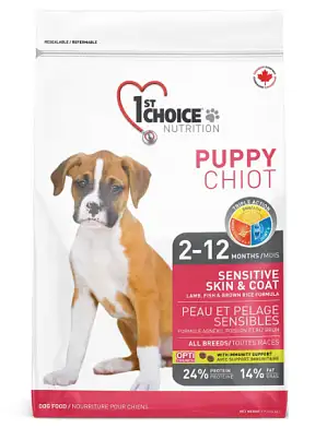 1st Choice Puppy Sensitive Skin & Coat сухой корм для щенков средних и крупных пород с чувствительной кожей и для шерсти с ягненком, рыбой и рисом